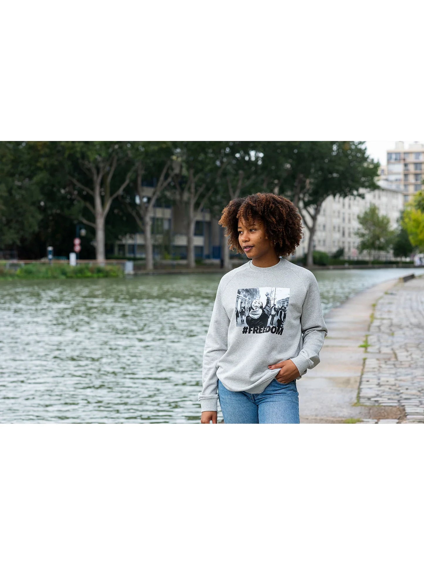 Sweat Freedom - Gris chiné -f