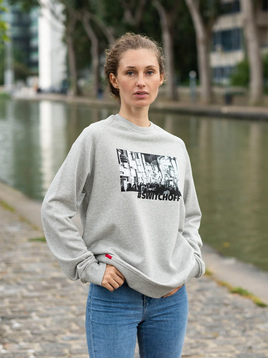 Sweat Switch Off - Gris chiné -f