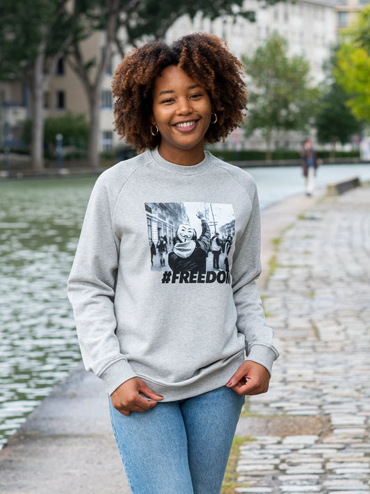Sweat Freedom - Gris chiné -f
