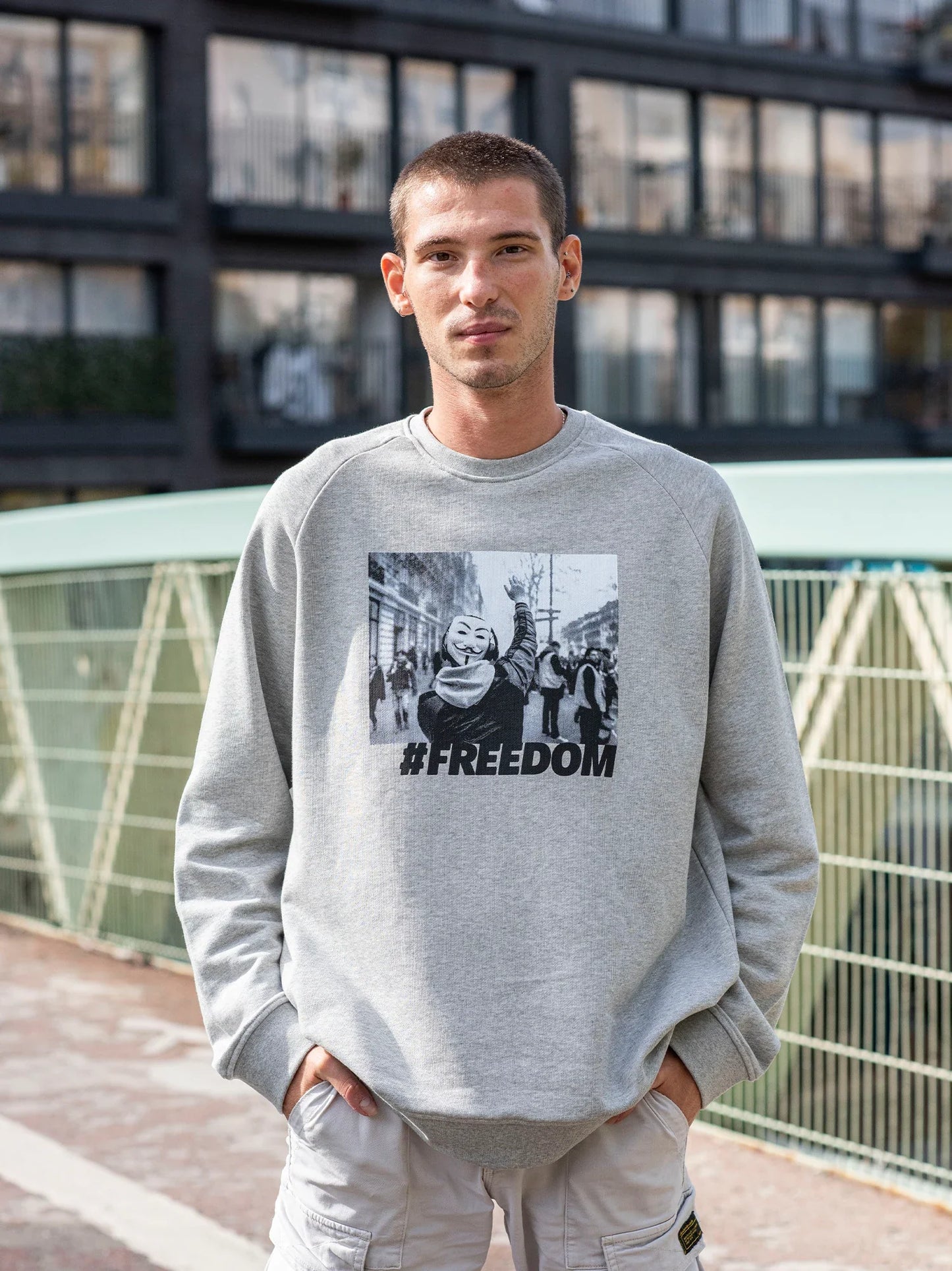Sweat Freedom - Gris chiné -h